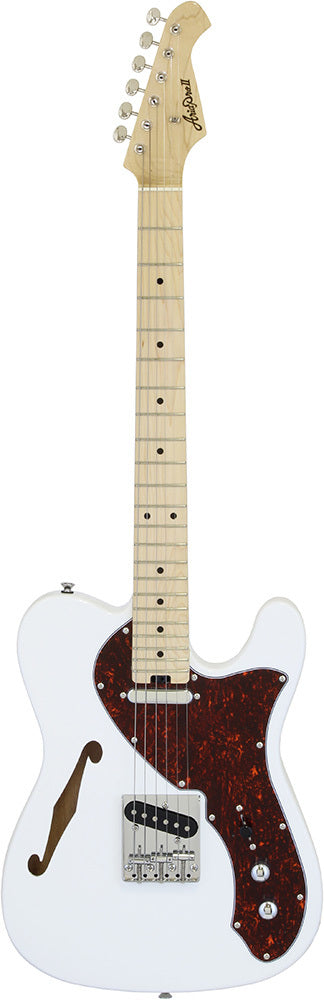 Aria 615-TL Series Semi-Hollow Electric Guitar in White Gloss Pickups: 2 x Single Coil
