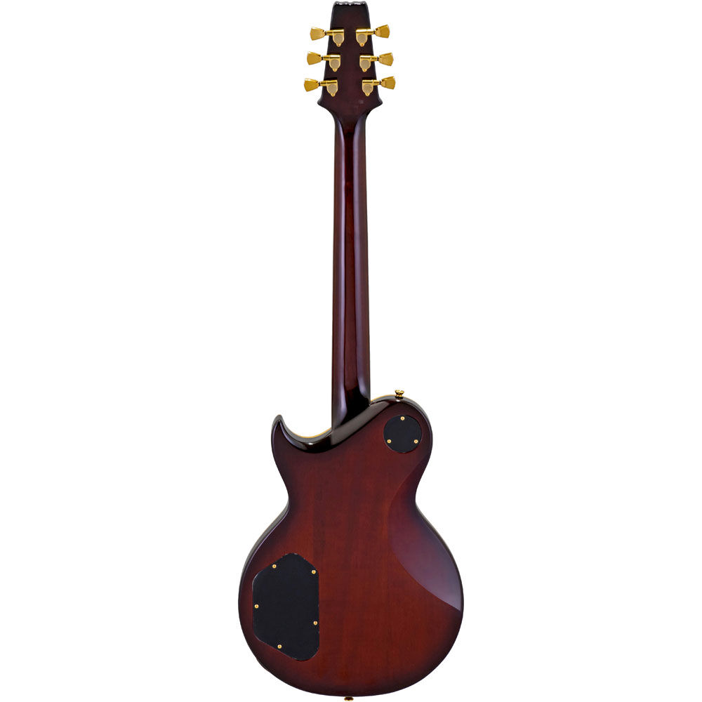 Aria PE-F80 Series Electric Guitar in Black Top with Natural Back Pickups: 2 x Classic Power (Alnico-5)