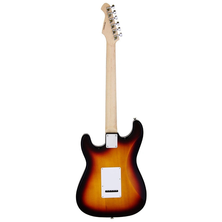 Aria STG-004 Series Electric Guitar in 3-Tone Sunburst with White Pickguard Pickups: 2 x Single Coil/1 x Humbucking