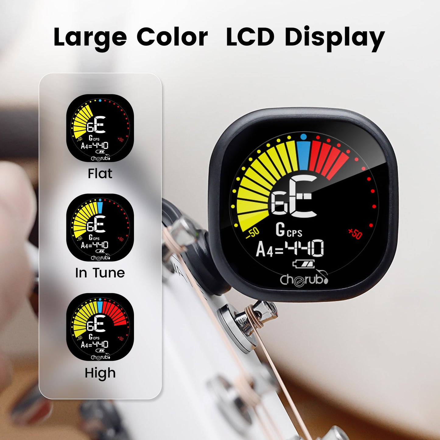 CHERUB WST675B Rechargeable clip-on chromatic tuner Black