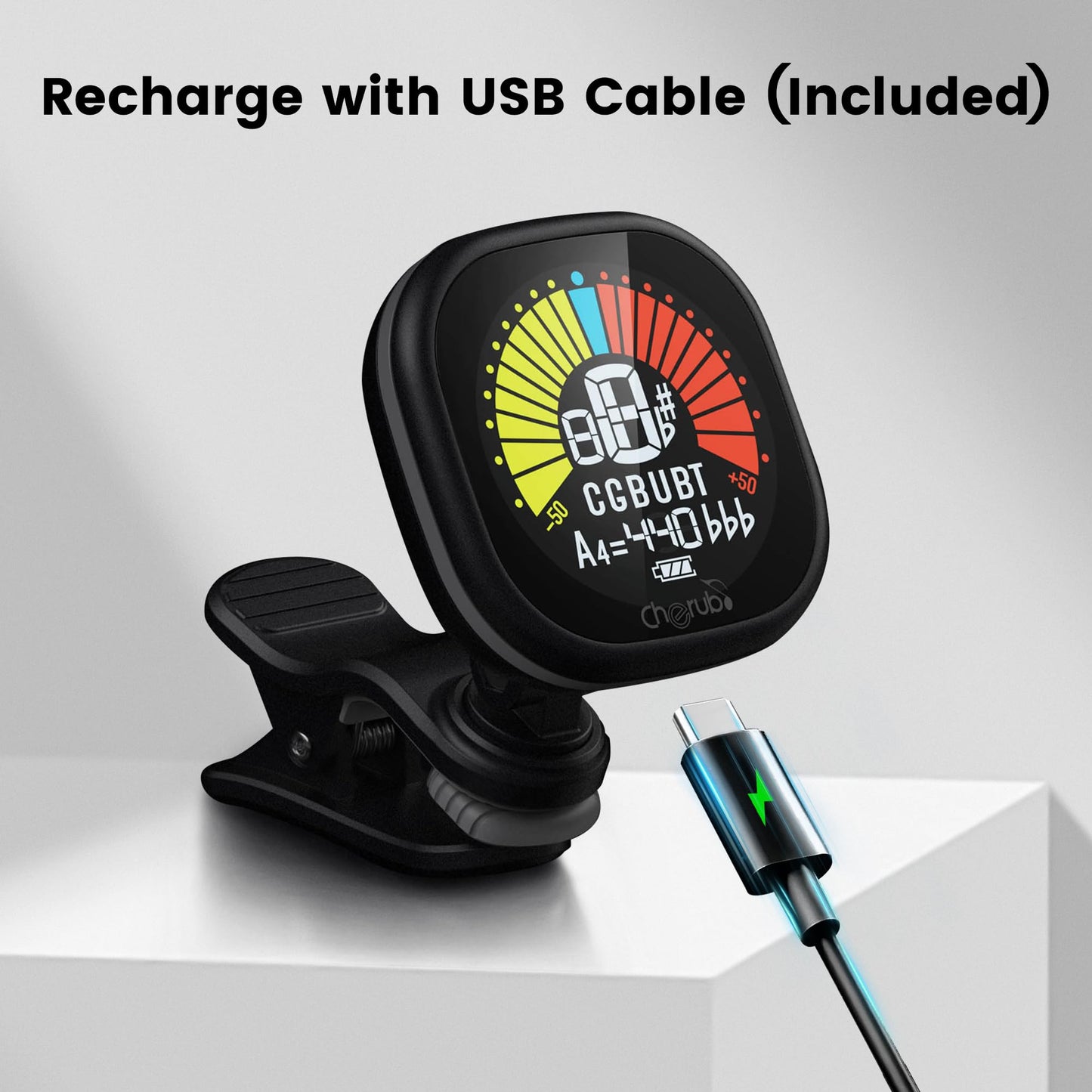 CHERUB WST675B Rechargeable clip-on chromatic tuner Black