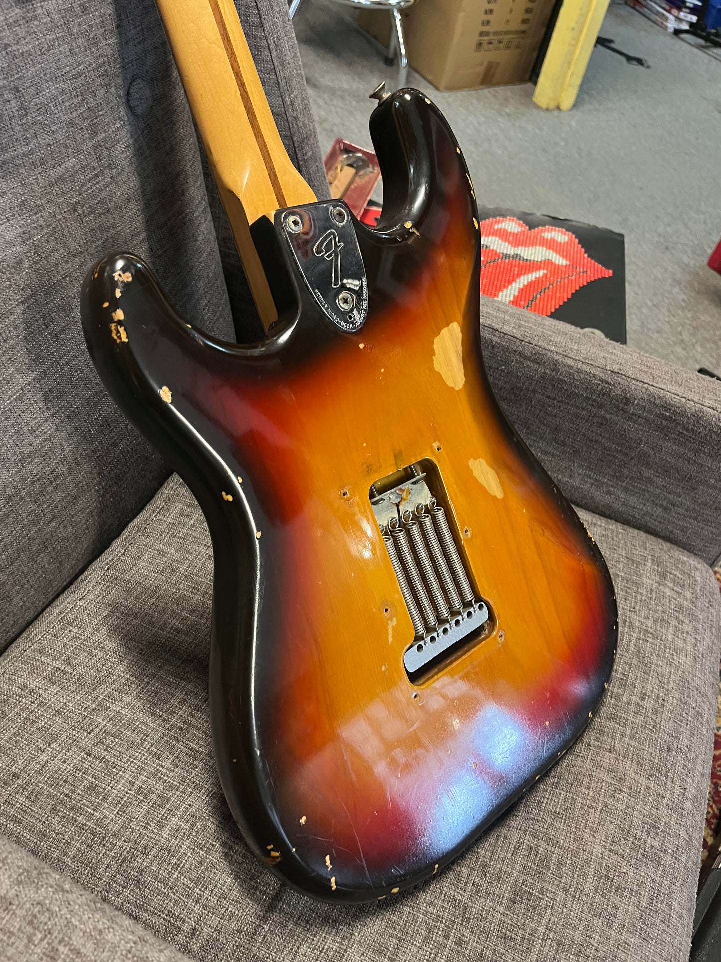 Second Hand Fender 1978/79 Strat 3 Colour Sunburst in SKB Hard case Serial # S 905850
