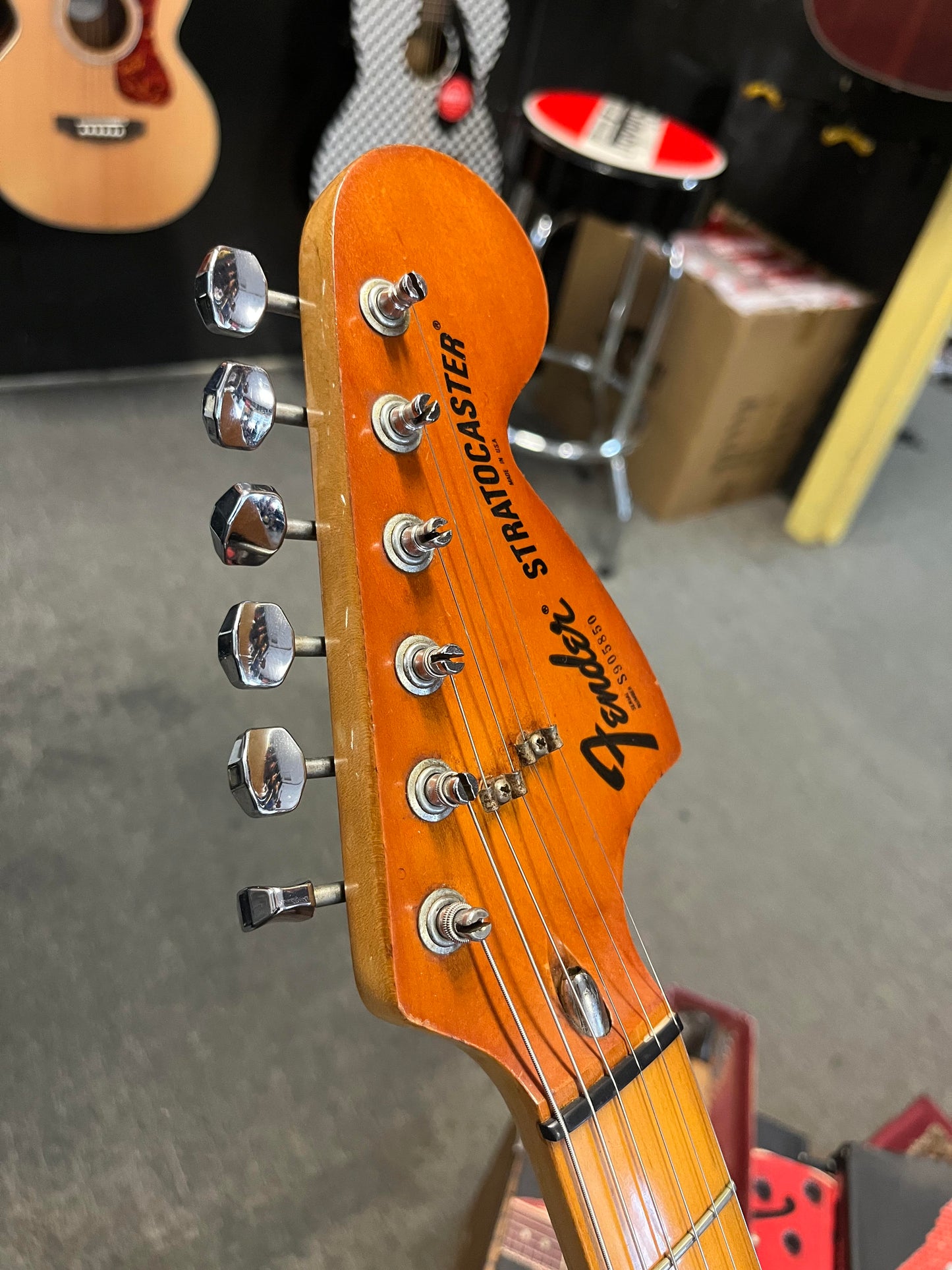 Second Hand Fender 1978/79 Strat 3 Colour Sunburst in SKB Hard case Serial # S 905850