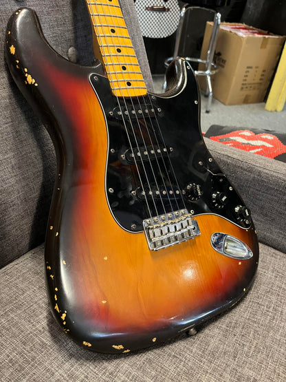 Second Hand Fender 1978/79 Strat 3 Colour Sunburst in SKB Hard case Serial # S 905850
