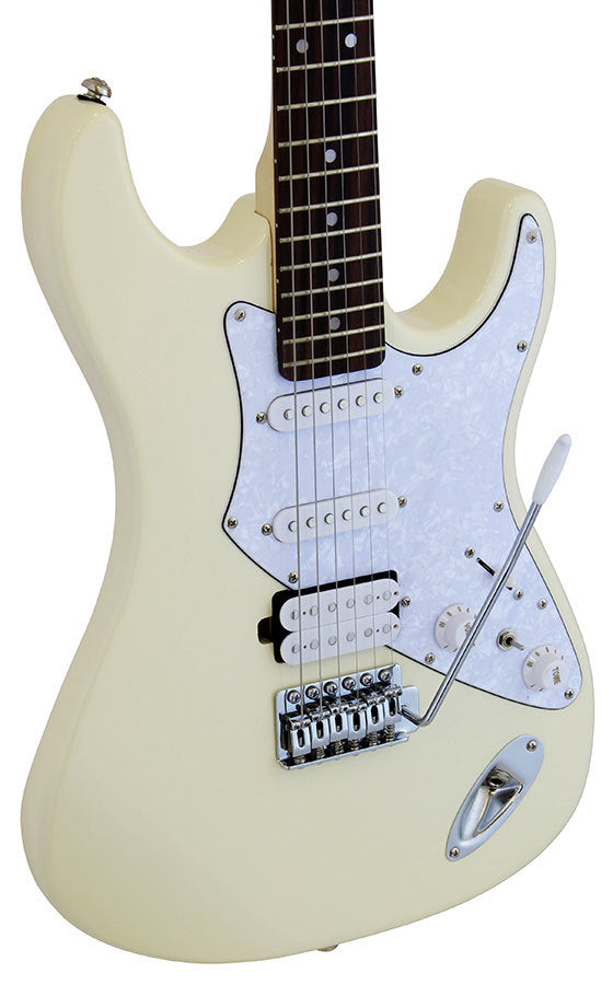 Aria 714-STD Series Electric Guitar in Vintage White Pickups: 2 x Single Coil/1 x Humbucking