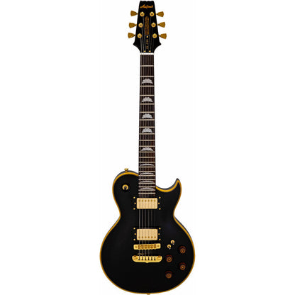 Aria PE-F80 Series Electric Guitar in Black Top with Natural Back Pickups: 2 x Classic Power (Alnico-5)