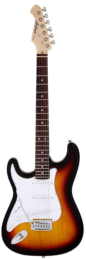 Aria STG-003 Series Left Handed Electric Guitar in 3-Tone Sunburst Pickups: 3 x Single Coil