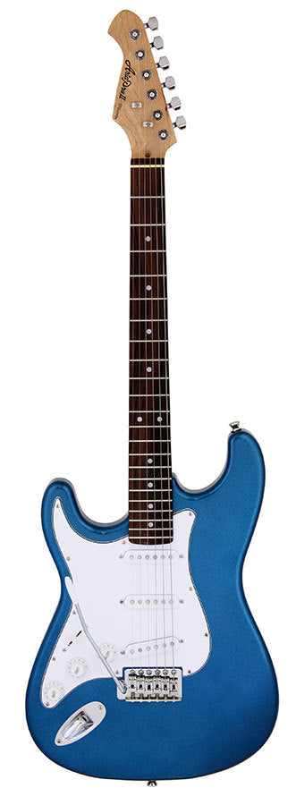 Aria STG-003 Series Left Handed Electric Guitar in Metallic Blue Pickups: 3 x Single Coil