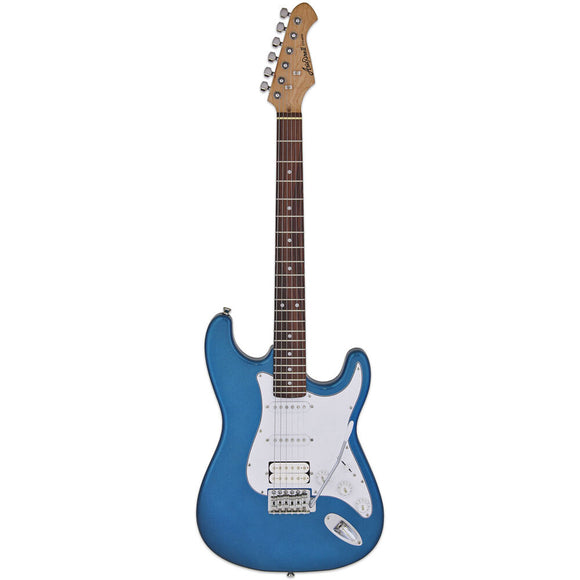 Aria STG-004 Series Electric Guitar in Metallic Blue with White Pickguard Pickups: 2 x Single Coil/1 x Humbucking