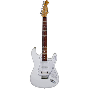 Aria STG-004 Series Electric Guitar in White with White Pickguard Pickups: 2 x Single Coil/1 x Humbucking