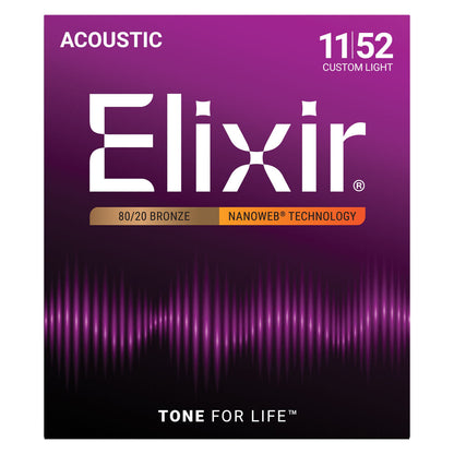 Elixir 11027 Nanoweb 80/20 Custom Light 11-52 E11027