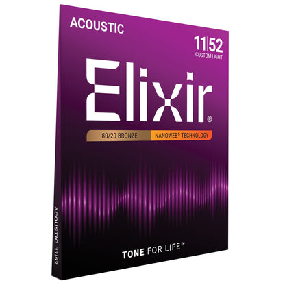 Elixir 11027 Nanoweb 80/20 Custom Light 11-52 E11027