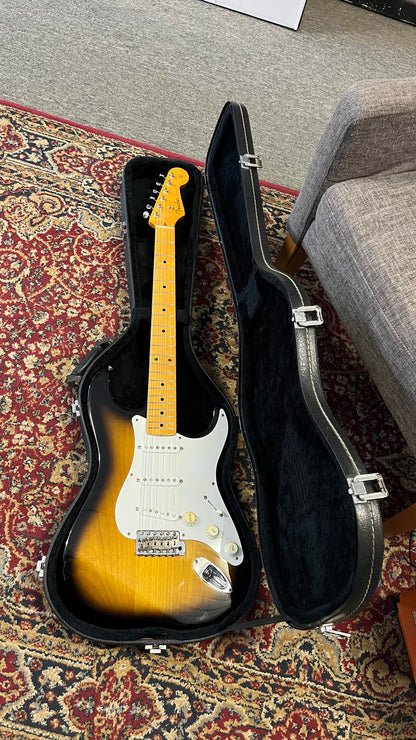 Second Hand Fender 57 reissue Strat 2 Colour Sunburst MN in Hard Case Serial # S066057