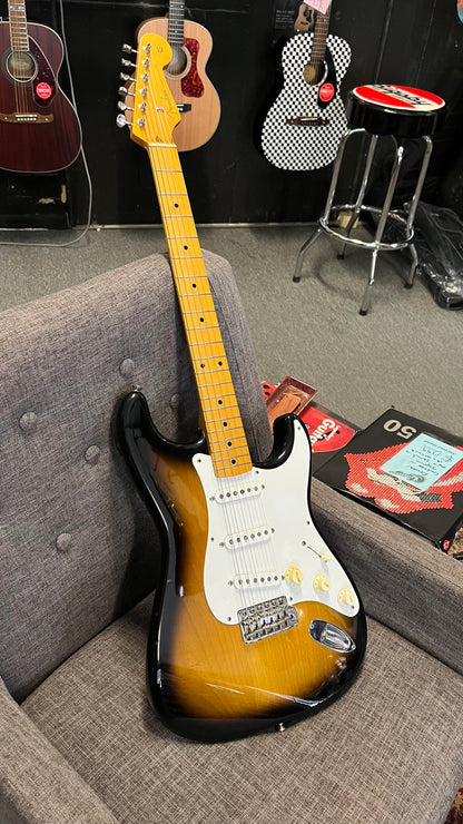 Second Hand Fender 57 reissue Strat 2 Colour Sunburst MN in Hard Case Serial # S066057