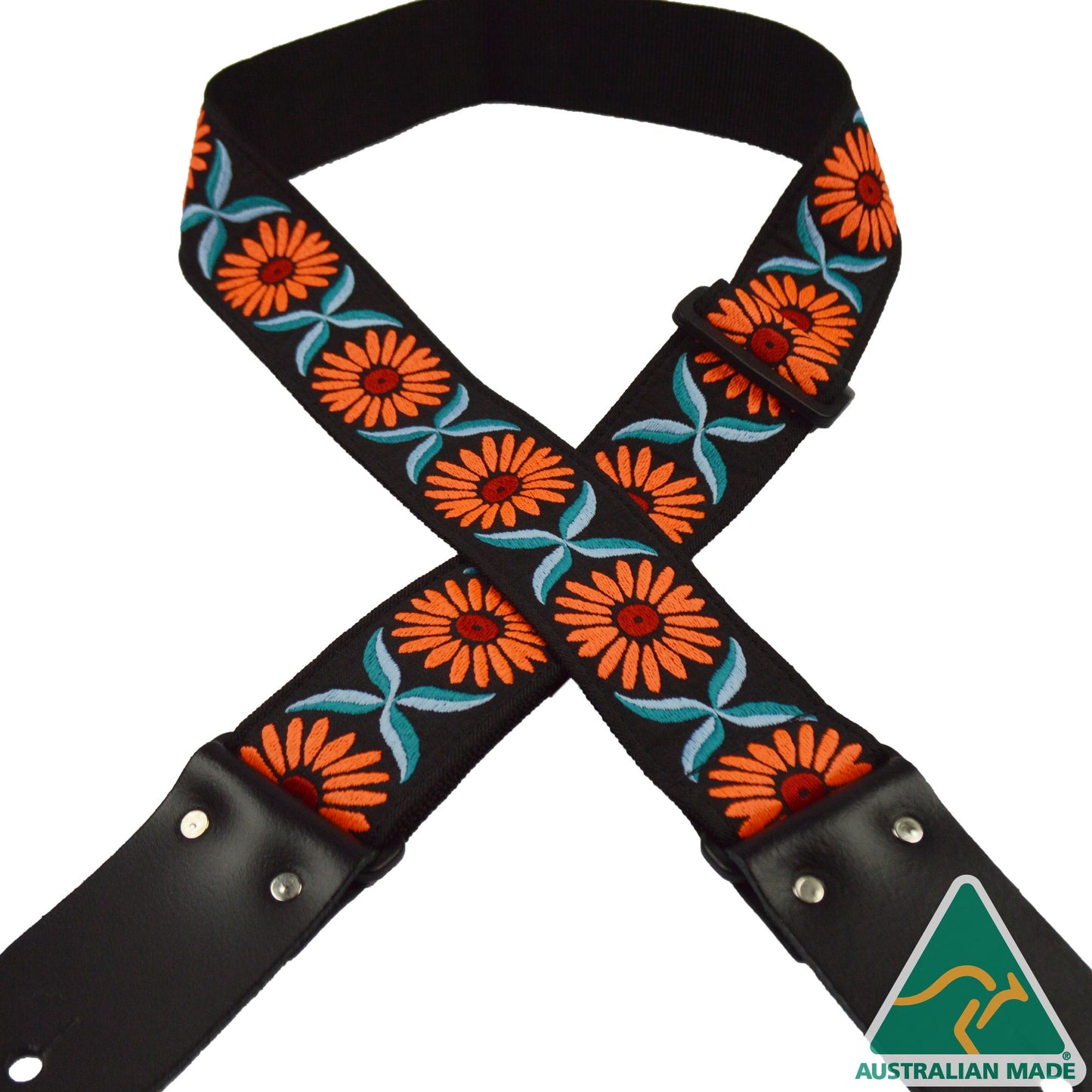 Orange Daisy Jacquard 50mm Webbing Guitar Strap RSJ-23