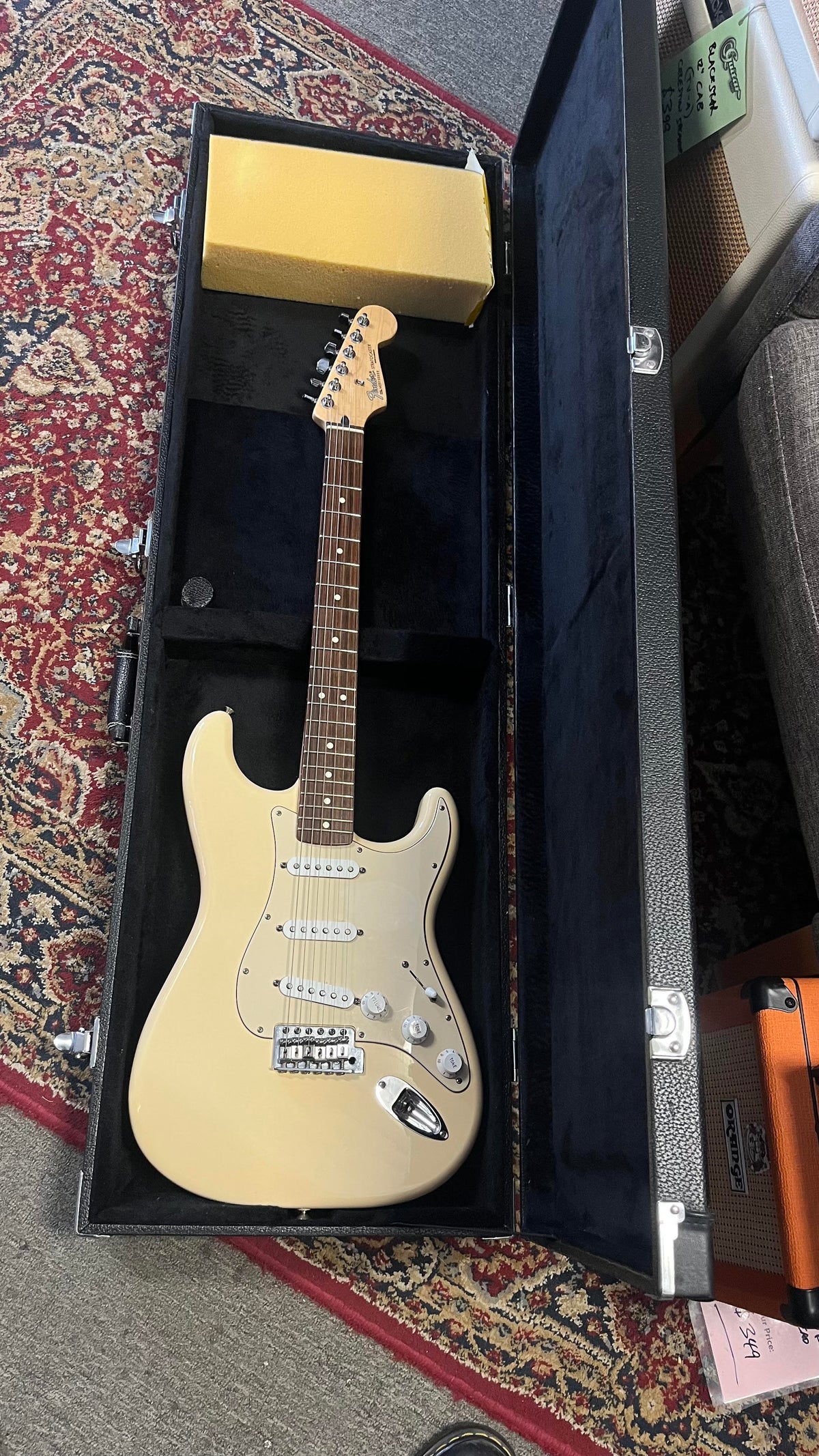 Second Hand Fender Mexican Standard Strat 2006 Desert Sands in Bass Hard Case Serial # MZ6195699