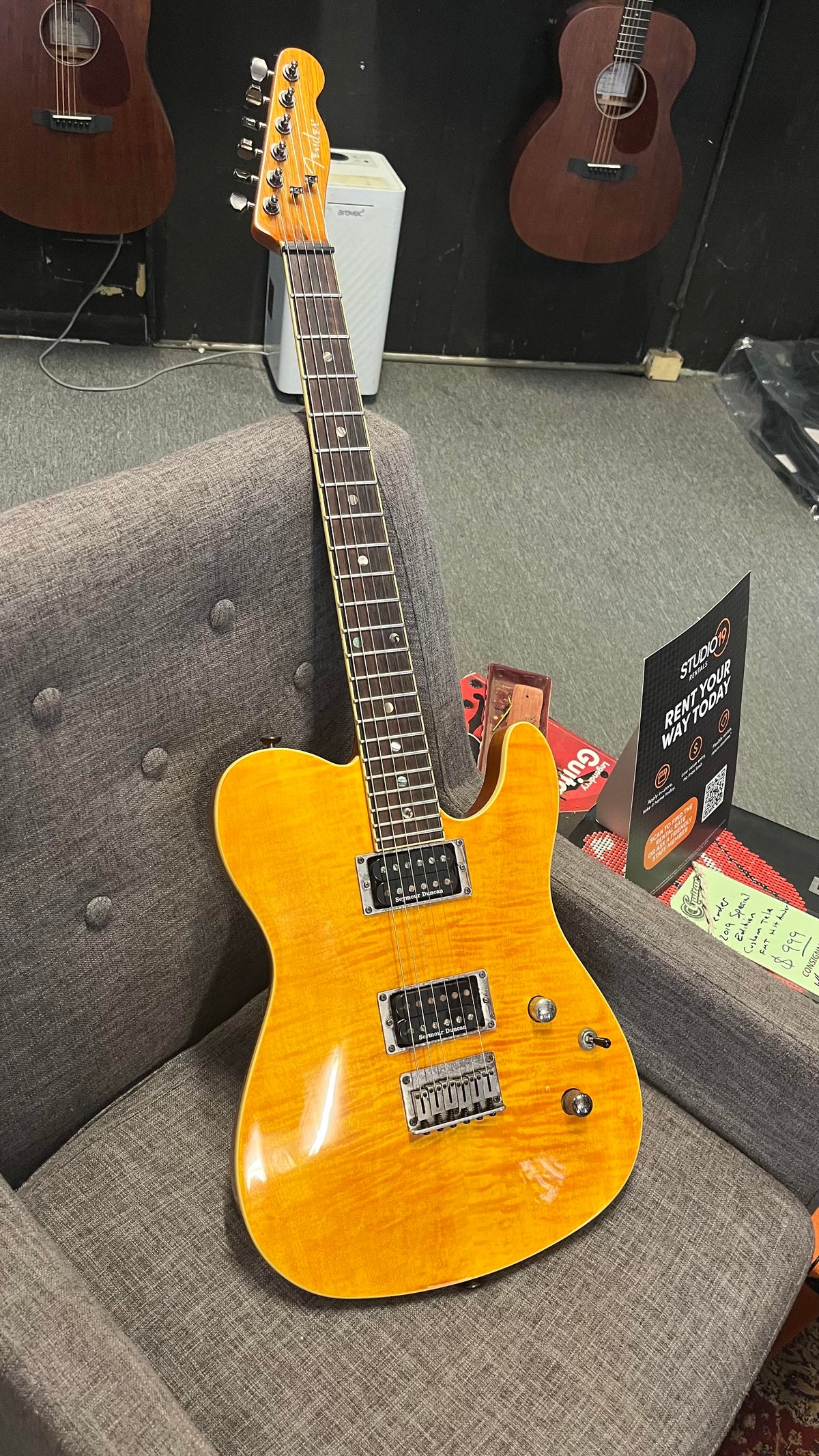 Second Hand 2019 Fender Special Edition Custom Telecaster FMT HH Amber Serial # ICF18001767 in Hard Case