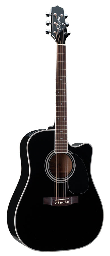 Takamine Legacy Series Dreadnought AC/EL Guitar with Cutaway in Black Gloss Finish Includes Takamine SH200A Case