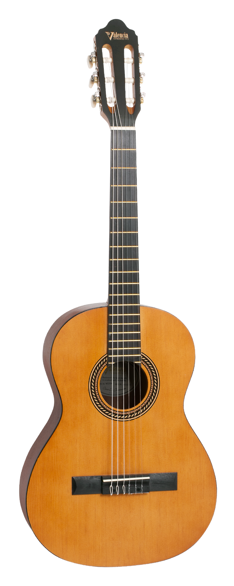 Valencia VC203H Hybrid 3/4 Size Nylon/Classical Guitar Natural