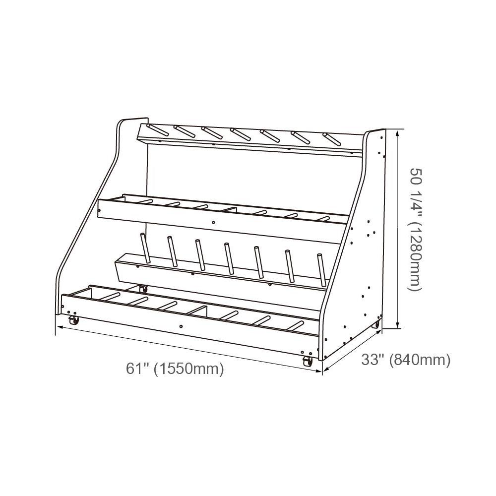 Alges Mobile Instrument Storage - 16-Unit Violin / Viola Rack