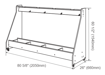 Alges Mobile Instrument Storage - 4-Unit Double Bass Rack