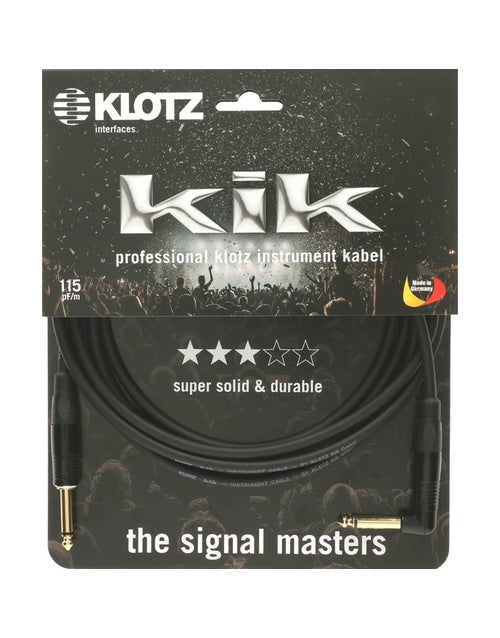Klotz KIK Pro 3m Angled-Straight Instrument Cable Black with Gold Tip KIKKG30PRSW